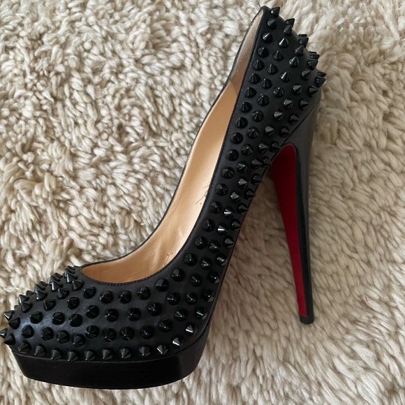 Christian Louboutin Black on Black Spike Heels - Picture 5 of 8